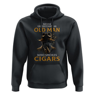 Never Underestimate An Old Man Who Smokes Cigars Hoodie TS09 Black Print Your Wear