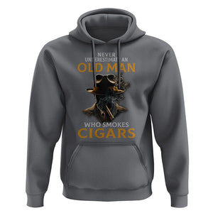 Never Underestimate An Old Man Who Smokes Cigars Hoodie TS09 Charcoal Print Your Wear