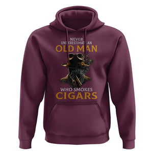 Never Underestimate An Old Man Who Smokes Cigars Hoodie TS09 Maroon Print Your Wear