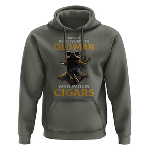 Never Underestimate An Old Man Who Smokes Cigars Hoodie TS09 Military Green Print Your Wear
