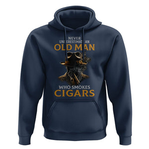 Never Underestimate An Old Man Who Smokes Cigars Hoodie TS09 Navy Print Your Wear