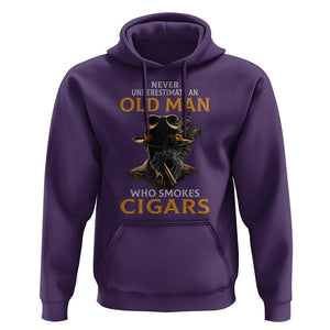 Never Underestimate An Old Man Who Smokes Cigars Hoodie TS09 Purple Print Your Wear