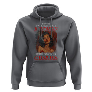 Never Underestimate A Woman Who Smokes Cigars Hoodie TS09 Charcoal Print Your Wear