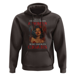 Never Underestimate A Woman Who Smokes Cigars Hoodie TS09 Dark Chocolate Print Your Wear