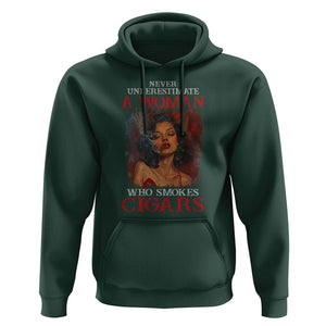 Never Underestimate A Woman Who Smokes Cigars Hoodie TS09 Dark Forest Green Print Your Wear