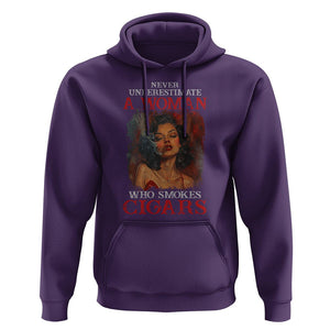 Never Underestimate A Woman Who Smokes Cigars Hoodie TS09 Purple Print Your Wear