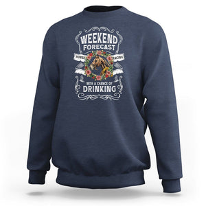 Weekend Forecast Horse Racing With A Chance Of Drinking Sweatshirt TS09 Navy Print Your Wear