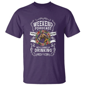 Weekend Forecast Horse Racing With A Chance Of Drinking T Shirt TS09 Purple Print Your Wear