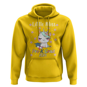 Pre-School Graduation Hoodie Little Miss Pre-K Grad 2024 Cute Unicorn TS09 Daisy Print Your Wear