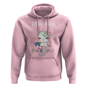 Pre-School Graduation Hoodie Little Miss Pre-K Grad 2024 Cute Unicorn TS09 Light Pink Print Your Wear