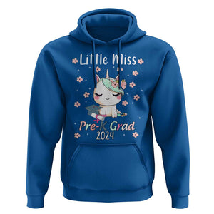 Pre-School Graduation Hoodie Little Miss Pre-K Grad 2024 Cute Unicorn TS09 Royal Blue Print Your Wear