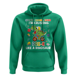 Pre-School Hoodie I'm Crushing Pre-K Like A Dinosaur Back To School TS09 Irish Green Print Your Wear