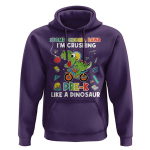 Pre-School Hoodie I'm Crushing Pre-K Like A Dinosaur Back To School TS09 Purple Print Your Wear