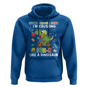 Pre-School Hoodie I'm Crushing Pre-K Like A Dinosaur Back To School TS09 Royal Blue Print Your Wear