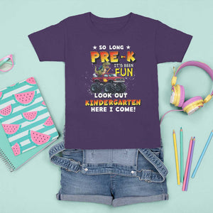 Pre-School Graduation T Shirt For Kid So Long Pre-K Look Out Kindergarten Here I Come Dinosaur Monster Truck TS09 Purple Print Your Wear