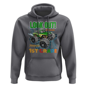 Look Out 1st Grade Monster Truck Hoodie TS09 Charcoal Print Your Wear