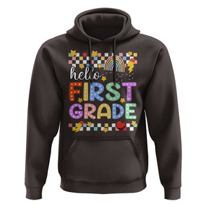 Hello First Grade Groovy Back To School Hoodie TS09 Dark Chocolate Print Your Wear