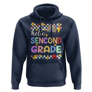 Hello Second Grade Groovy Back To School Hoodie TS09 Navy Print Your Wear