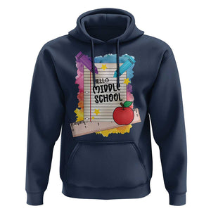 Hello Middle School Watercolor Back To School Hoodie TS09 Navy Print Your Wear