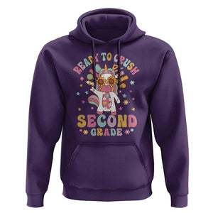 Funny Back To School Unicorn Hoodie Ready To Crush Second Grade Retro Groovy TS09 Purple Print Your Wear