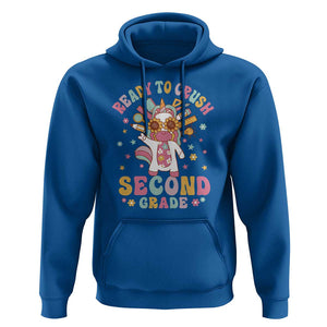 Funny Back To School Unicorn Hoodie Ready To Crush Second Grade Retro Groovy TS09 Royal Blue Print Your Wear