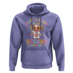 Funny Back To School Unicorn Hoodie Ready To Crush Second Grade Retro Groovy TS09 Violet Print Your Wear