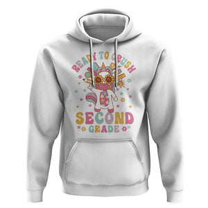 Funny Back To School Unicorn Hoodie Ready To Crush Second Grade Retro Groovy TS09 White Print Your Wear