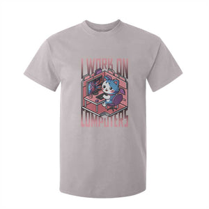 Funny Programmer T Shirt For Kid I Work On Computers Japan Anime Cat TS09 Ice Gray Print Your Wear