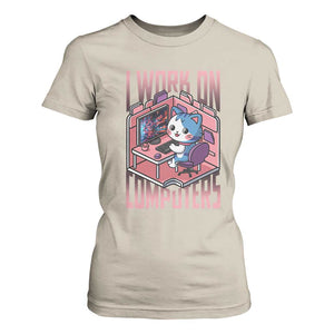 Funny Programmer T Shirt For Women I Work On Computers Japan Anime Cat TS09 Sand Print Your Wear