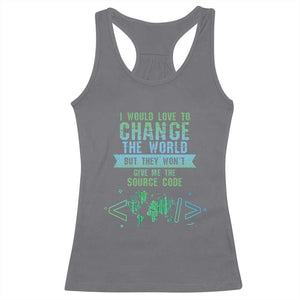 Funny Coder Racerback Tank Top I Would Like To Change The World TS09 Charcoal Print Your Wear