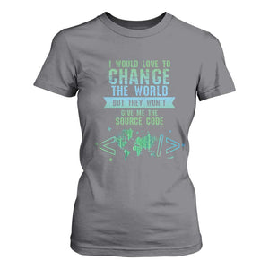 Funny Coder T Shirt For Women I Would Like To Change The World TS09 Charcoal Print Your Wear