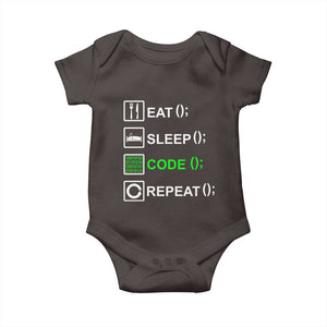 Funny Coder Baby Onesie Eat Sleep Code Repeat TS09 Dark Chocolate Print Your Wear
