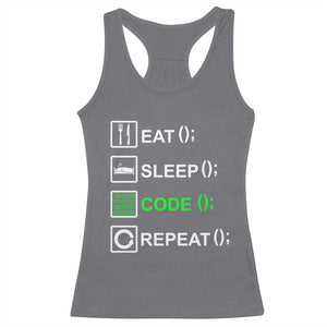 Funny Coder Racerback Tank Top Eat Sleep Code Repeat TS09 Charcoal Print Your Wear