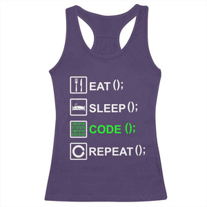 Funny Coder Racerback Tank Top Eat Sleep Code Repeat TS09 Purple Print Your Wear