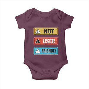 Funny Coder Baby Onesie Not User Friendly TS09 Maroon Print Your Wear