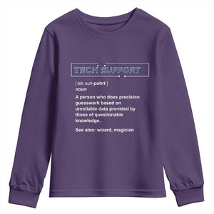 Funny Tech Support Description Youth Sweatshirt TS09 Purple Print Your Wear