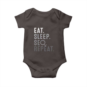 Funny Marketer Baby Onesie Eat Sleep SEO Repeat TS09 Dark Chocolate Print Your Wear