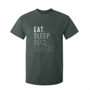 Funny Marketer T Shirt For Kid Eat Sleep SEO Repeat TS09 Dark Forest Green Print Your Wear