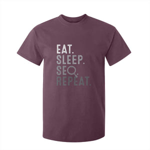 Funny Marketer T Shirt For Kid Eat Sleep SEO Repeat TS09 Maroon Print Your Wear