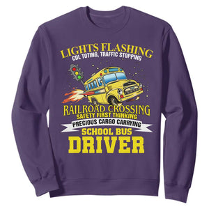 School Bus Drive Sweatshirt I Am A Lights Flashing Cdl Toting Traffic Stopping TS09 Purple Print Your Wear