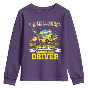 School Bus Drive Youth Sweatshirt I Am A Lights Flashing Cdl Toting Traffic Stopping TS09 Purple Print Your Wear