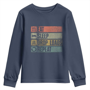 Truck Driver Youth Sweatshirt Eat Sleep Drop Load Repeat TS09 Navy Print Your Wear