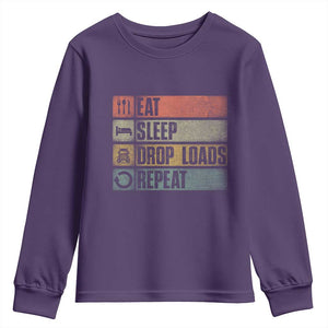 Truck Driver Youth Sweatshirt Eat Sleep Drop Load Repeat TS09 Purple Print Your Wear