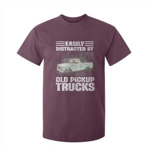 Truck Driver T Shirt For Kid Easily Distracted By Old Pickup Trucks TS09 Maroon Print Your Wear
