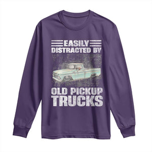 Truck Driver Long Sleeve Shirt Easily Distracted By Old Pickup Trucks TS09 Purple Print Your Wear
