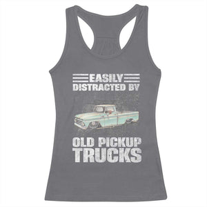 Truck Driver Racerback Tank Top Easily Distracted By Old Pickup Trucks TS09 Charcoal Print Your Wear