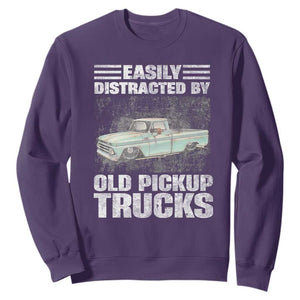 Truck Driver Sweatshirt Easily Distracted By Old Pickup Trucks TS09 Purple Print Your Wear