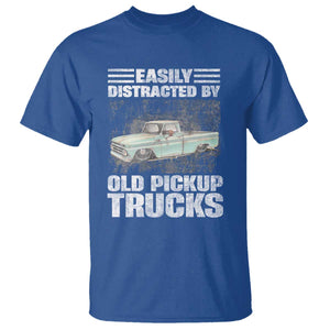 Truck Driver T Shirt Easily Distracted By Old Pickup Trucks TS09 Royal Blue Print Your Wear