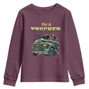 Truck Driver Youth Sweatshirt I'm A Trucker TS09 Maroon Print Your Wear