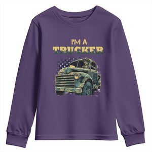Truck Driver Youth Sweatshirt I'm A Trucker TS09 Purple Print Your Wear